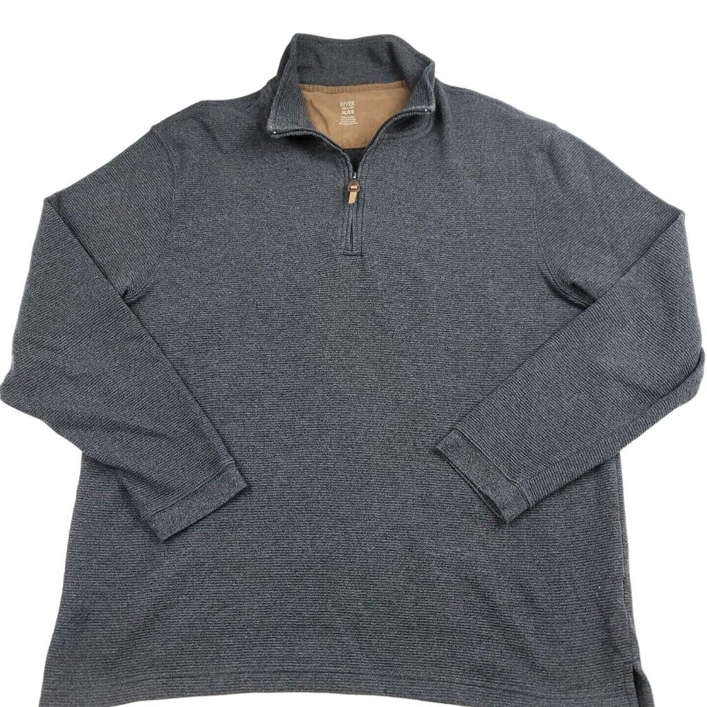 Hudson River Mens XL Sweater 1/4 Zip Pull Over‎ Heritage Classics Charcoal Gray